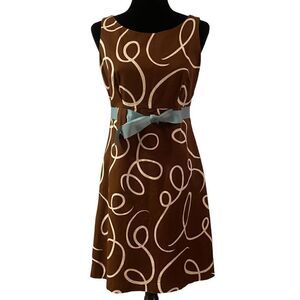 Jessica Howard Brown and Cream Sleeveless Dress‎